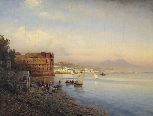 View of the Gulf of Naples with the Palace of Queen Joanna, 1906, Albert Flamm