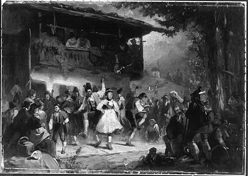 Kirchweihtanz in der Valepp (Ölskizze), 1867, Karl von Enhuber
