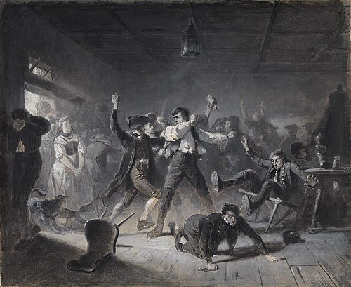 Illustrationen zu Melchior Meyrs "Erzählungen aus dem Ries": Michels Kampf mit den Schneidern, 1865, Karl von Enhuber