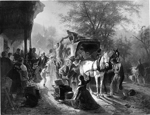 Abfahrt des Postwagens, 1866, Karl von Enhuber