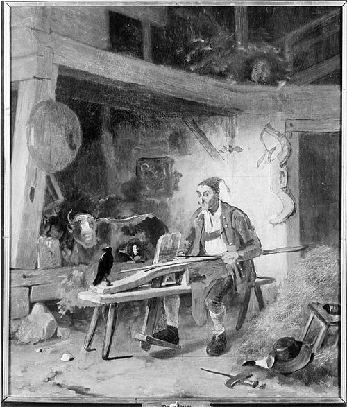 Bauer auf der Schnitzbank, 1866, Karl von Enhuber