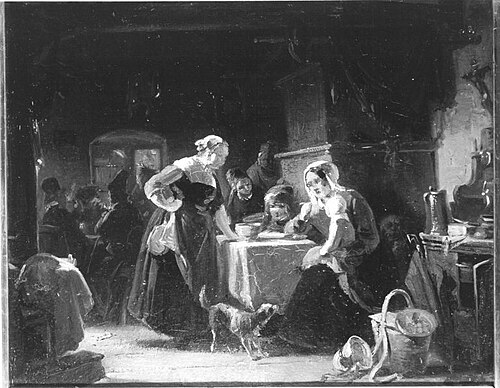 Wirtsstube im bayerischen Hochland (Ölskizze), 1855, Karl von Enhuber