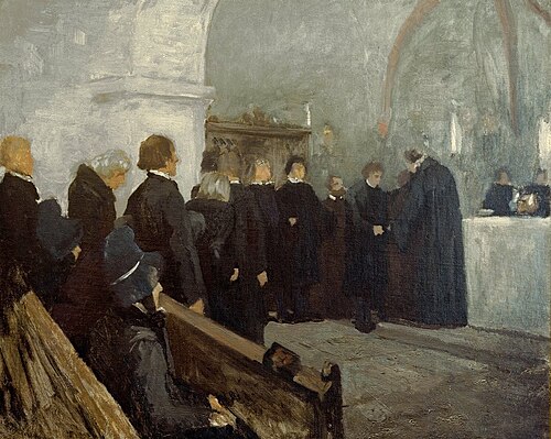Abendmahl in einer hessischen Dorfkirche, 1891, Carl Bantzer