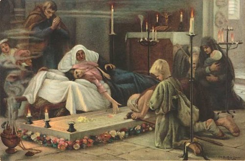 Wallfahrer am Grabe der heiligen Elisabeth, 1888, Carl Bantzer