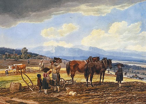 Rest while plowing, 1800, Wilhelm von Kobell