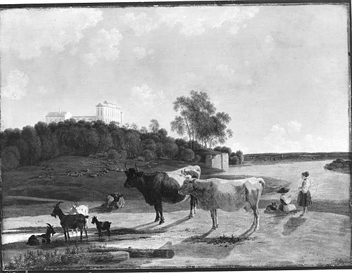Isartal mit Schloss Harlaching, 1819, Wilhelm von Kobell