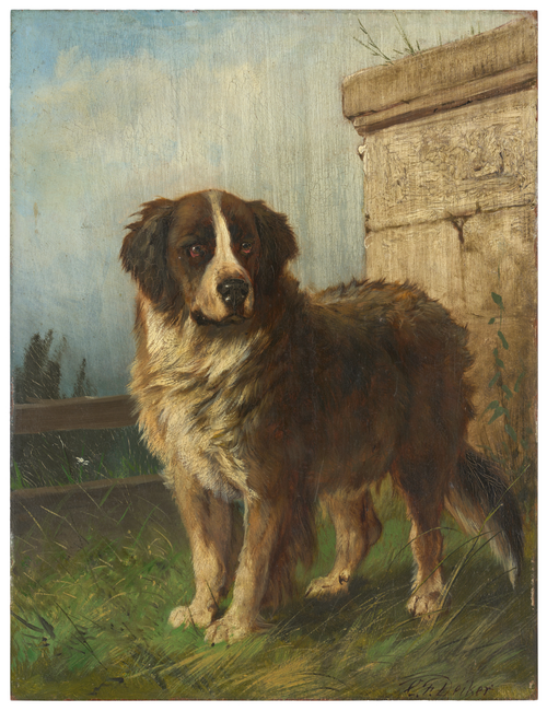 Saint-bernard dans paysage, 1860, Carl Friedrich Deiker