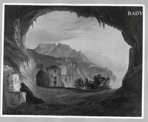 Southern landscape with praying monk, 1835, Franz Ludwig Catel