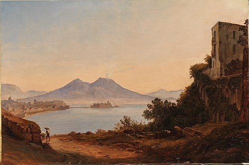 The Bay of Naples with Vesuvius and Castel dell'Ovo, 1819, Franz Ludwig Catel