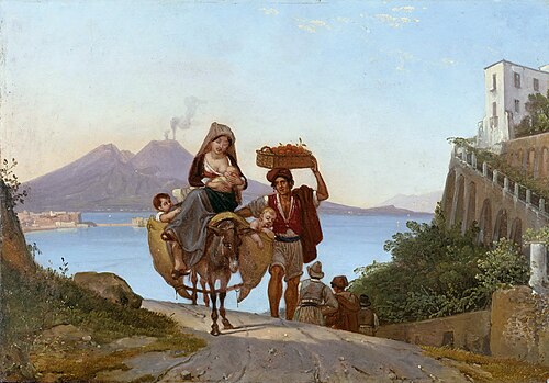 Неаполитанский залив с торговцами фруктами, 1822, Franz Ludwig Catel
