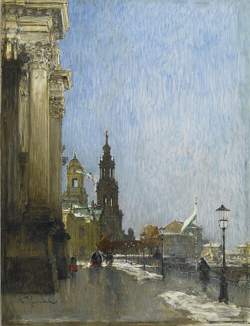 Dresden, a view from the Brühl'schen terasse over the Hofkirche and the Semper Opera, , Gotthardt Kuehl
