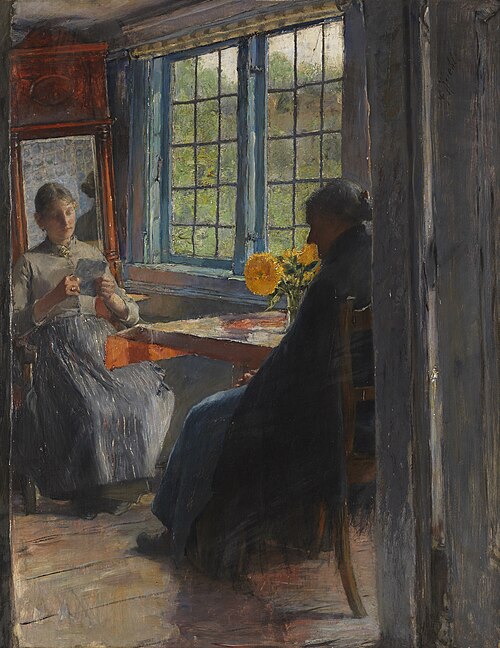 Frauen am Gartenfenster., 1890, Gotthardt Kuehl