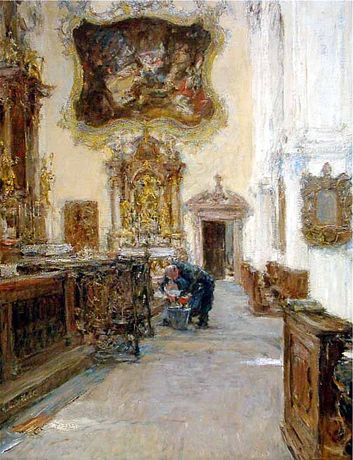 Inneres der Peterskirche in Salzburg, 1912, Gotthardt Kuehl
