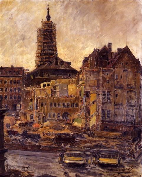 Häuserabbruch an der alten Reformierten Kirche, 1905, Gotthardt Kuehl