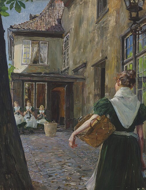 Knitting Orphans, 1850, Gotthardt Kuehl