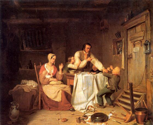 Unterbrochene Mahlzeit, 1838, Heinrich von Rustige
