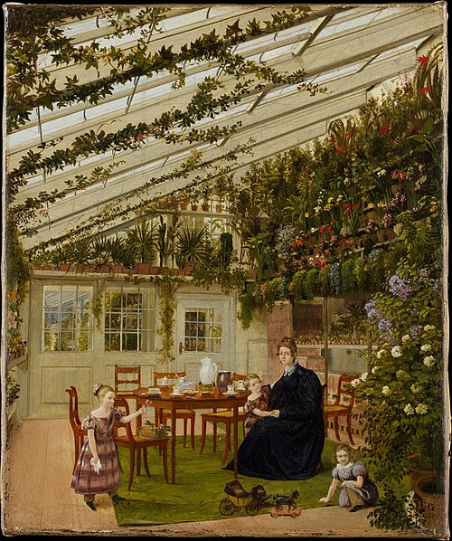 The Family of Mr. Westfal in the Conservatory, 1836, Eduard Gaertner