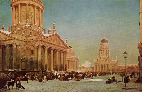Gendarmenmarkt im Winter (Berlin), 1857, Eduard Gaertner
