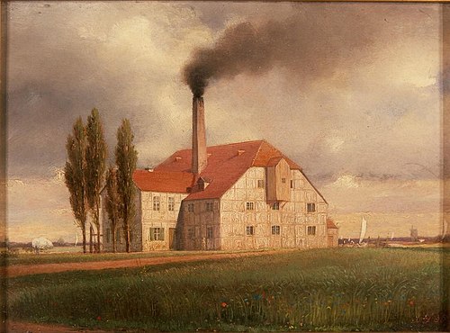 Die Tonwarenfabrik von Ernst March in Charlottenburg, 1835, Eduard Gaertner