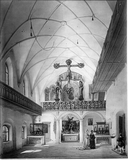 Das Innere der Trausnitzkapelle in Landshut, 1838, Michael Neher
