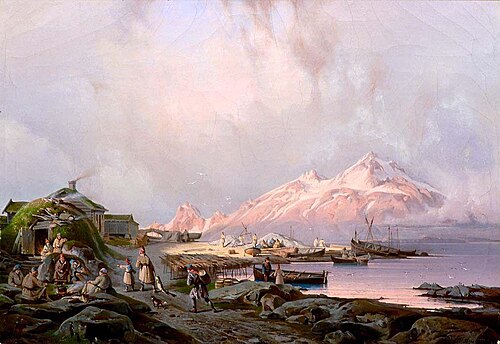 Fishing Village in Finmark, 1883, Franz Wilhelm Schiertz