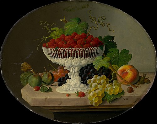Still Life with Strawberries in a Compote, 1867, Severin Roesen