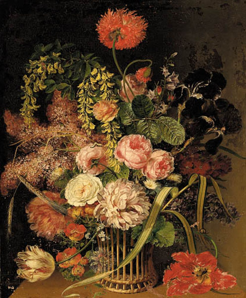 Tulips, roses, laburnum and lilac., 1812, Claudius Ditlev Fritzsch