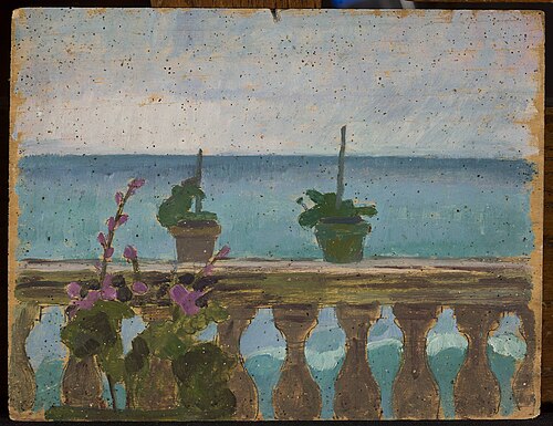 Balcony with flower pots, , Jan Rembowski