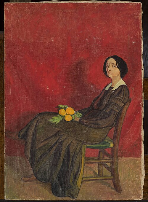 Portrait of a woman with flowers, , Jan Rembowski