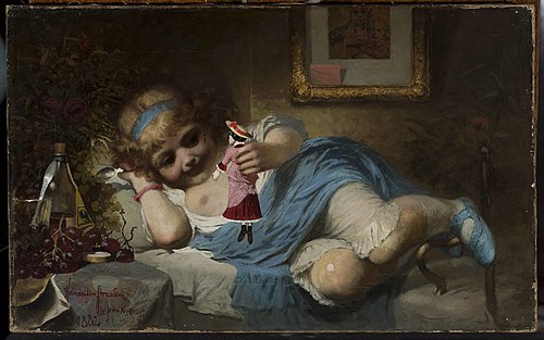 Girl with a doll – Convalescent, 1882, Wandalin Strzalecki