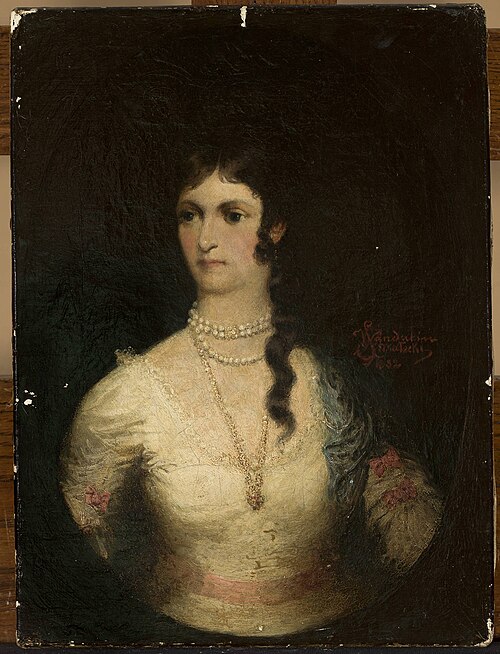 Portrait of a woman in a white dress, 1882, Wandalin Strzalecki