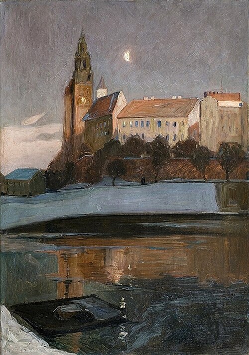 Widok Wawelu od zachodu - nokturn, 1905, Henryk Szczyglinski