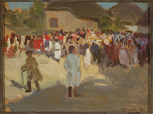 In the village on Sunday, 1905, Teodor Ziomek