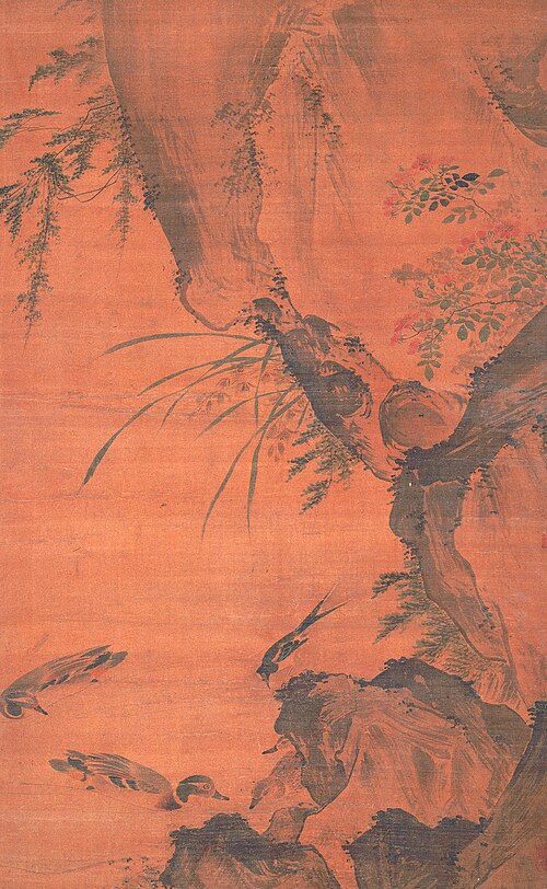 明  吕纪  浴凫图轴, , Lü Ji