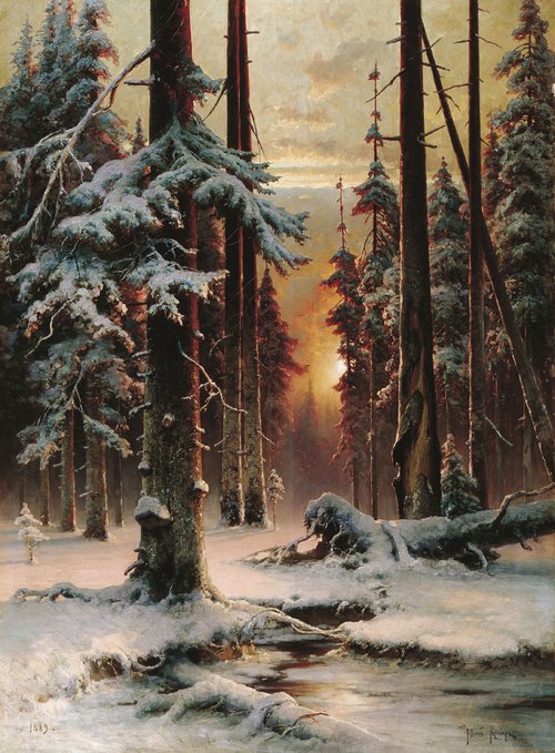 Winter Sunset in a Spruce Forest, 1889, Julius von Klever