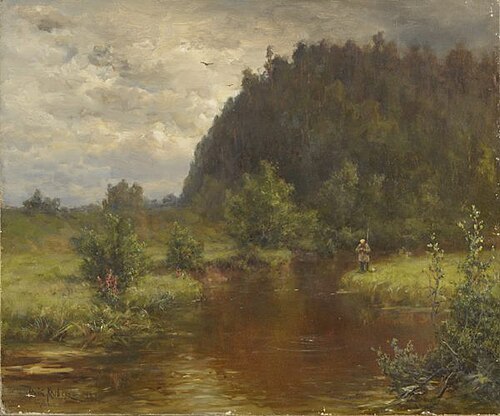 Maastik jõega. Maastik Pljussa jõelt, 1919, Julius von Klever