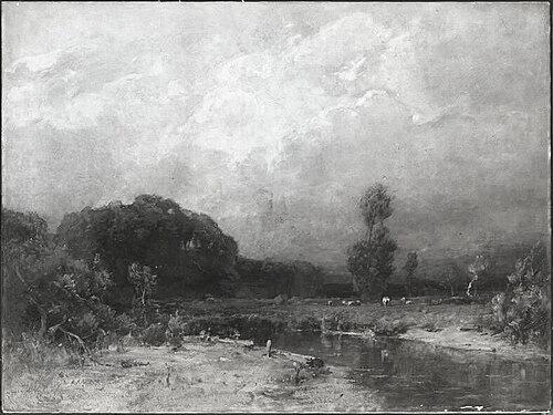 Landschaft mit Fluss und Viehherde, 1905, Ludwig Willroider
