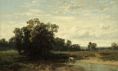 Viehweide bei Morgenstimmung, 1872, Ludwig Willroider