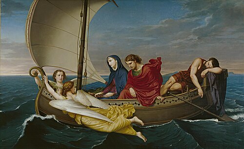 Travel of the Blessed Virgin and St. John to Ephesus after the death of Savior, 1862, Germán Hernández Amores