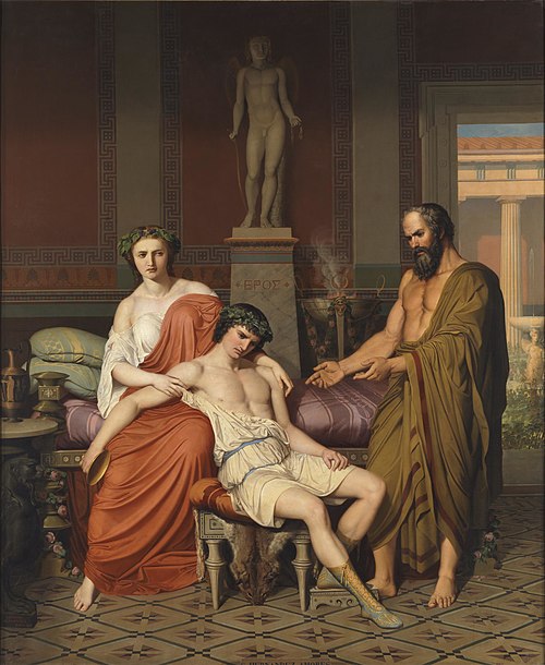 Sócrates reprendiendo a Alcibíades en casa de una cortesana, 1857, Germán Hernández Amores