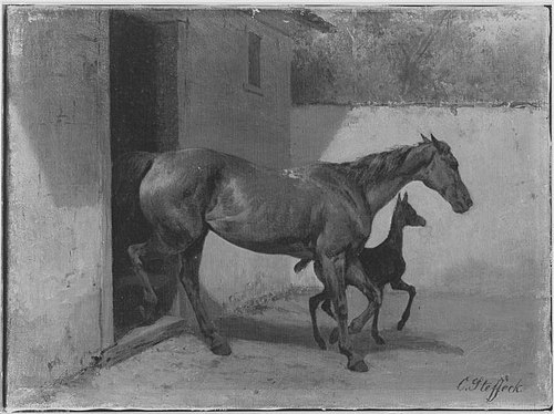 Stute mit Fohlen, 1877, Carl Steffeck