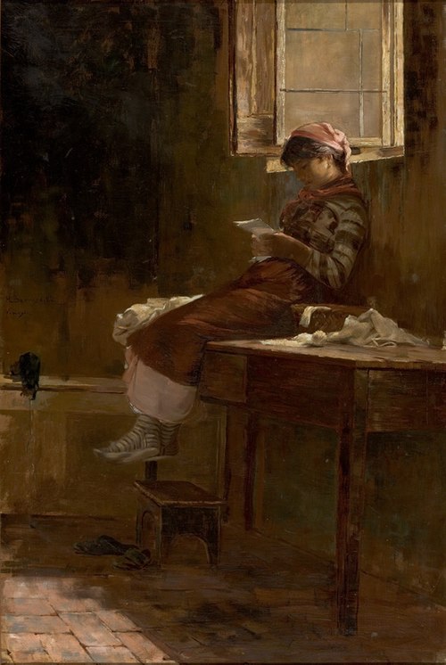 Interior Scene with a Girl Reading, 1850, Henrique Bernardelli
