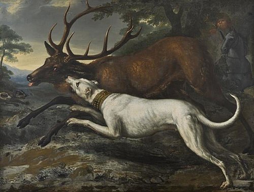 Hound Belonging to King Karl XI Attacking a Stag, 1674, David Klöcker Ehrenstrahl