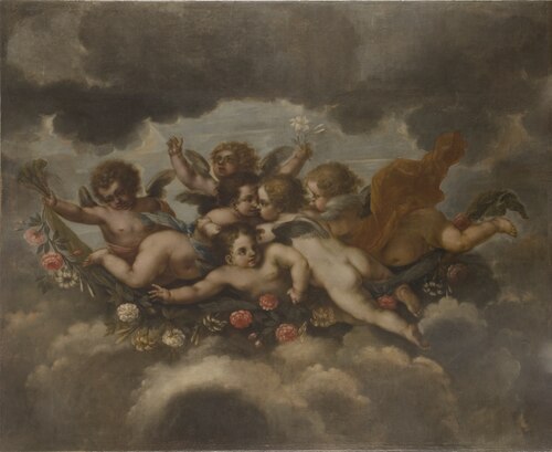 Blomstersmyckande putti, 1679, David Klöcker Ehrenstrahl