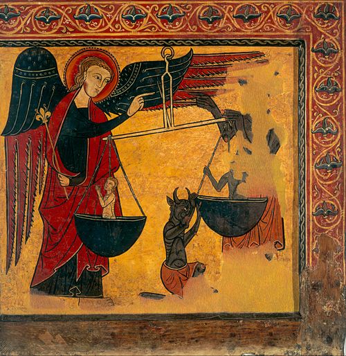 Saint Michael Weighing Souls, 1400, Maître de Soriguerola