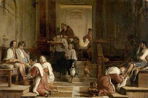 Cardinals, Priests and Roman Citizens Washing the Pilgrims' Feet, 1827, David Wilkie