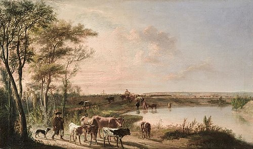 Abrevadero de vacas a orillas del Guadalquivir, , Manuel Barrón y Carrillo