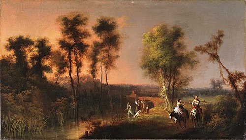 Paisaje fluvial con figuras, 1850, Manuel Barrón y Carrillo