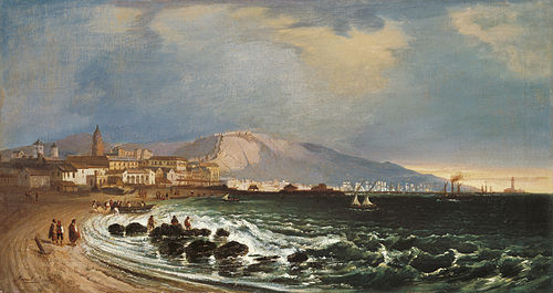 Port of Malaga, 1847, Manuel Barrón y Carrillo