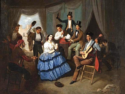 Baile en una caseta de feria, 1850, Manuel Cabral Aguado Bejarano